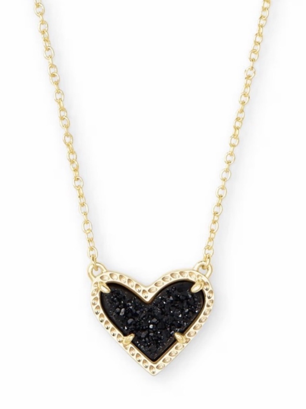 Kendra Scott Gold Heart Druzy Necklace in Black